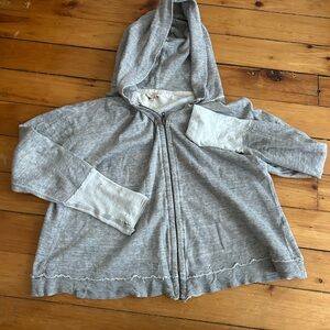 ☀️3/25 Wilfred free Aritzia distressed gray full zip cotton sweatshirt small